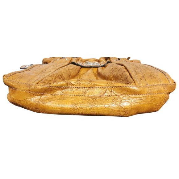 VTG Kathy Van Zeeland Yellow Faux Leather Shoulder Bag W/ Silver Tone Hardware - Picture 7 of 11